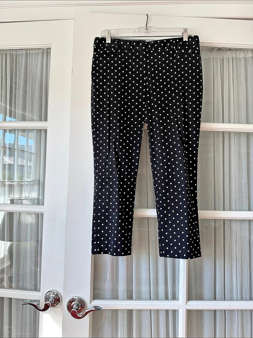 Polka Dot Capri/Ankle Pants in Black & Cream